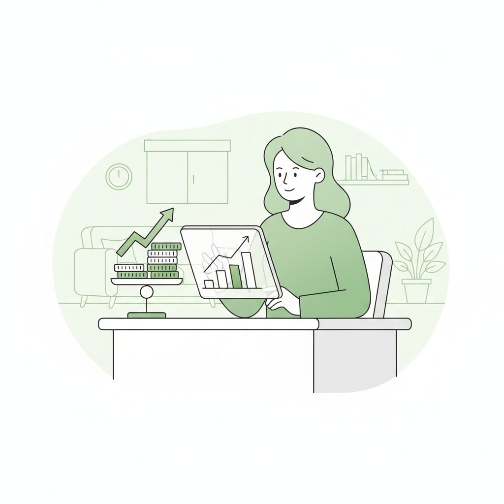 家計を黒字に管理する30代女性のイメージ画像