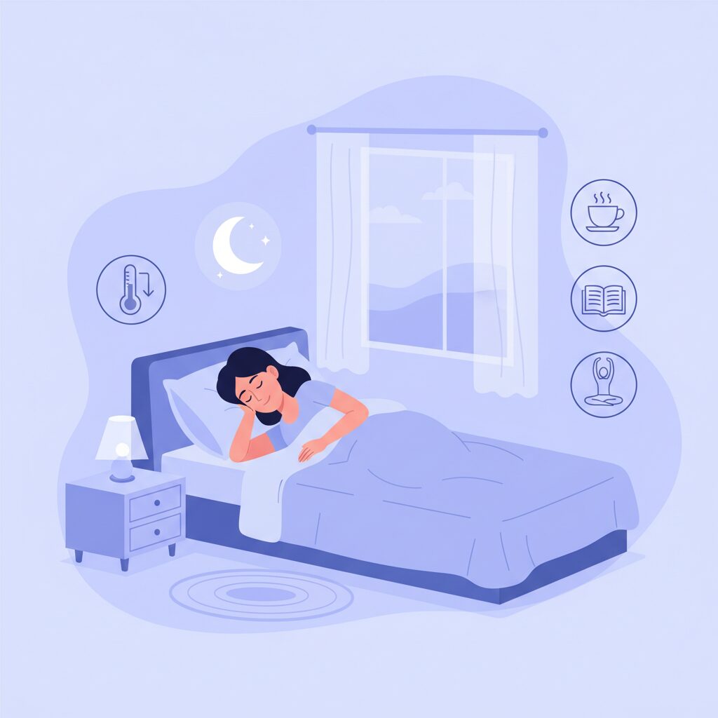 睡眠の質を改善する30代女性のイメージ画像